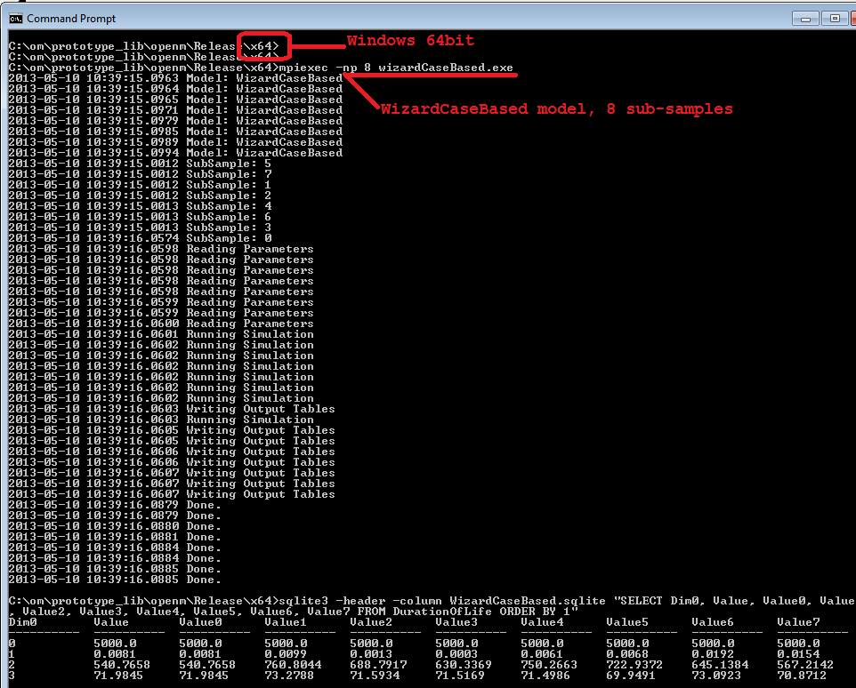 OpenM++ Model Run on Windows 64bit
